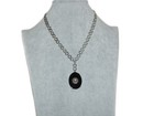 Antique Victorian Floral Onyx Pearl Sterling Fancy Link Chain Lavalier Necklace