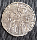 Republic Of Venice Silver Grosso 1382-1400 Ad - Christ Portrait  Doge   St  Mark