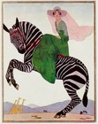 Lady On Zebra  A e  Marty 1926 French Fashion Vintage Art Print Antique Painting