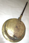 Antique 1820 s Brass Bed Warmer - Fancy  peacock  Punched Brass Lid  Wood Handle