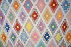 Colorful Vintage 30 s Field Of Diamond Hexagon Mosaic Antique Quilt Top 