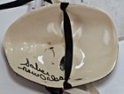 New Orleans Mardi Gras Ceramic Porcelain Mask Black White Gold Vintage Signed 5 