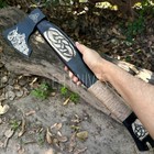 Custom Tactical Hatchet Black Powder Coated Steel Axe Outdoor Camping Survival