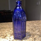 Antique Carter s Ink Cobalt Blue Glass Cathedral Bottle 