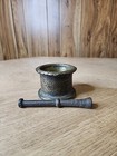 Antique Solid Cast Iron Mortar Pedestal Unmarked Crushing Ore Vintage