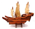 Old Wood Handcrafted Model Of Chinese Junk Vessel Boat Ship 7  H W stand X 8 