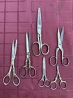 Belle Epoque Art Nouveau Sewing Scissors Lot Tailors Atelier Crochet Lace Doily