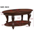 Oval Wood Coffee Table  2-tier Solid Wood Cocktail Table  easy Assembly  Cherry