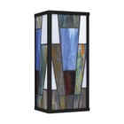 1-light Mission Style Outdoor Wall Sconce Tiffany Glass Shade Matte Black