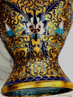 2 Large 11 Inch Tall  Golden Blue Chinese Cloisonn   Enamel Vases Unique Designs