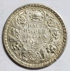 1943 British India 1 2 Rupee Half Rupee Silver Coin