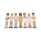 Vintage 1950s Foreign Dolls Paper Doll Set  Seven Dolls  30  Outfits
