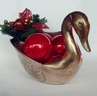 Vintage Solid Brass Swan Mcm Hollywood Regency Planter Figurine Home Decor