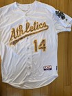 Oakland Athletics A   s Mike Aldrete  14 Game Used Camo Memorial Day Jersey Rare