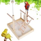Budgie Perch Nature Wood Stand  Parrot Climbing Ladder Swing Chew Toy  Small  8