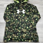 Under Armour Boys Youth Size Xl Fleece Big Logo Printed Green Camo Hoodie Nwt