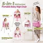 5 In 1 Foldable Convertible Baby High Chair Portable Booster Seat Toddler Pink
