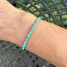 Blue Arizona Turquoise Round Beaded Boho Bracelet  Small Tiny Dainty 3mm Beads