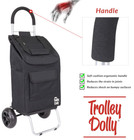 Trolley Dolly Black Foldable Shopping Cart W  Wheels  Removable Bag   Handtruck