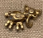 Rare By Gale Signed Glass Rhinestone Elephant Brooch Gold Tone Htf Mid Century
