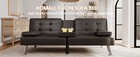 Futon Sofa Bed  Leather Futon Couch With Removable Armrests 