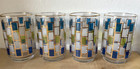 Vtg  Libbey    nordic    Water Juice Glasses Set Of 4 Blue Green Gold Mcm - Bright 