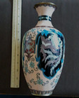 Antique Oriental Asian Art Fine Enamel Vase Phoenix Dragons Butterflies 9-3 4 