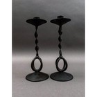 Maitland Smith Vintage Twisted Wrought Iron Pair Of Candlesticks Candle Holders