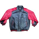 Avirex Vip Leather Bomber Jacket Mens 3xl Black Red Embossed Logo Vintage Style