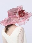 Pink Wedding Kentucky Derby Fascinator Hat For Women Wide Brim Flower Tea Hats
