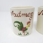 California Pottery Hand Painted Rooster Spice Jars Nutmeg Mustard Ginger Vintage