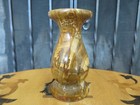 Vintage Onyx Marble Natural Stone 3 3 4  Tall Footed Bud Vase  from Mexico 