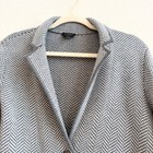 Talbots Gray Herringbone Pure Merino Wool Sweater Blazer Jacket Womens Small S
