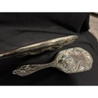 Antique Silver-plated Brush And Mirror Floral Lily Design Vanity Set