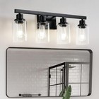 4 Lights 24   Vanity Light Led Matte Black For Bathroom Mirror Wall Lamp Fixture