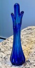 Vtg Cobalt Blue 5 Finger Glass Swung Stretch Vase Mid Century Modern Mcm 12 