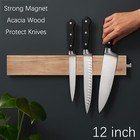 Hecef 12 Inch Acacia Wood Strong Magnetic Knife Strip Rack Knife Holder For Wall