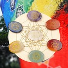 7 Pieces Natural Chakra Stones Set Reiki Healing Crystal Engraved Chakra Symbols