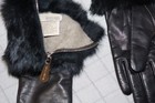 Michael Kors Genuine Fur Cuff Leather Gloves Black Cashmere Lined Sz 7