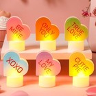  12 Pcs Valentine s Day Conversation Hearts Tealight Led Flameless Candles 
