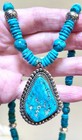 Beautiful Native American  Navajo Ornate Sterling Silver   Turquoise Necklace