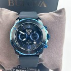 New Bulova Marine Star 98b308 Black Dial Men s Chronograph Quartz Watch 44 Mm