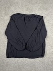 Old Navy Black Split V-neck Blouse Top Womens Sz S Long Balloon Sleeve Rayon