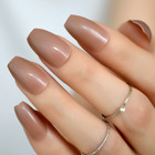 Ballerina  brownstone  Full Cover Coffin Brown 24 Nails Tips Press On Glue Set 