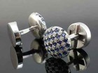 3 00ct Round Cut Lab-created Sapphire   Diamond Cuff Links 14k White Gold Plated
