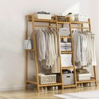 Colourtree Bamboo Clothing Rack Clothing Rack Heavy Duty Top Shelf Hanging Rod 