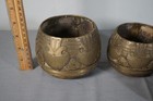 Lot Of Antique 19th Century Indian Brass    Wood Measuring Bowl Cup