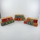 80  Vintage Wooden Alphabet Abc Blocks Animal Picture Lot Kids Learning Toy Set