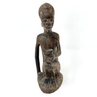 Vtg Ebony Wood Hand Carved African Tribal Statue Figurine Sculpture Sitting Man