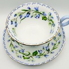 Vintage Shelley England Harebell Cup   Saucer  Blue Floral Teacup Chester Shape